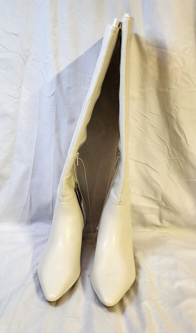 New Universal Threads Women White Knee High Boots Stiletto Heels Pointed Toe 8.5 - Picture 2 of 6